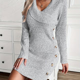 Robe pull courte femme col v