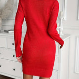 Robe pull courte femme col v