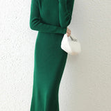 Robe pull en laine col roulé