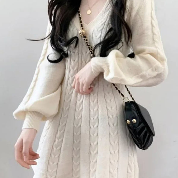 Robe pull tricot courte