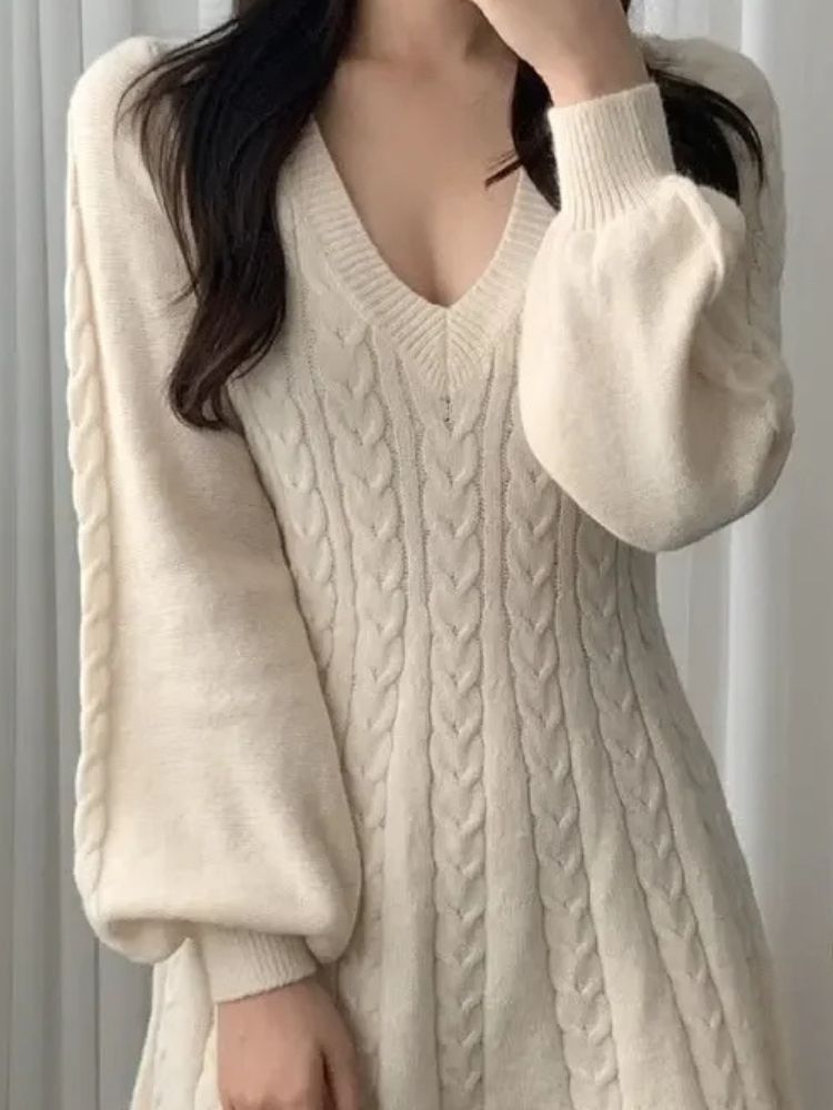 Robe pull tricot courte