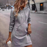 Pull robe a capuche femme manches longues