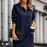 Pull robe a capuche femme manches longues