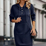 Pull robe a capuche femme manches longues