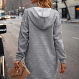 Pull robe a capuche femme manches longues
