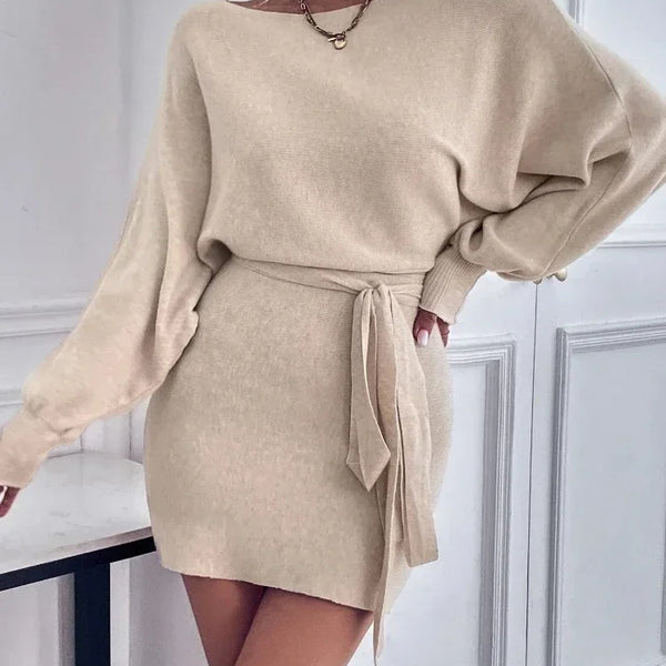 Robe pull ceinturée femme