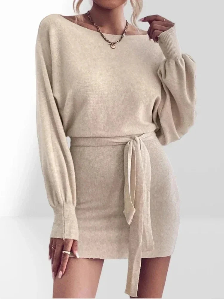 Robe pull ceinturée femme