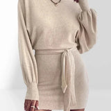 Robe pull ceinturée femme