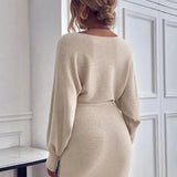 Robe pull ceinturée femme