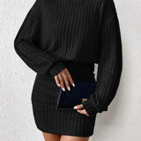 Robe pull en maille col roulé