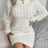 Robe pull en tricot torsade