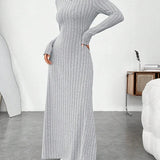 Robe pull longue col roulé