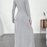 Robe pull longue col roulé