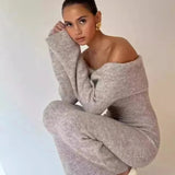 Robe pull femme longue grise