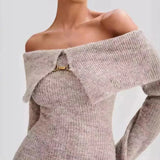 Robe pull femme longue grise