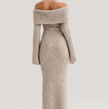 Robe pull femme longue grise