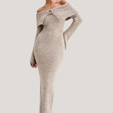 Robe pull femme longue grise